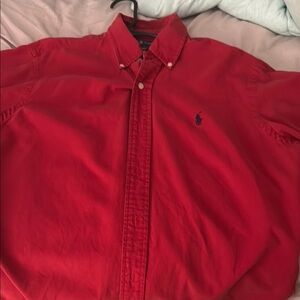 Ralph Lauren Red Casual Button Down Shirt Classic Design